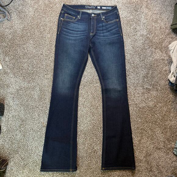 EUC Miss Me Size 30 Boot Cut Dark Wash Blue Jean Jewel And Sequin Pockets Casual - Picture 3 of 10